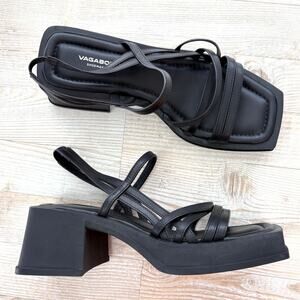 Vagabond Hennie Chunky Leather Platform Sandals | Black Size 39